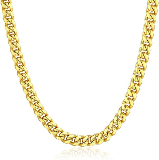 ChainsPro Chunky Miami Cuban Link Chains for Men,Stainless Steel Cuban Chain Necklace,4.8/6/10/14mm Width,No Tarnish& Thick Hip Hop Jewelry,18-30 inch Length, Black/Gold Plated/Silver,Send Gift Box
