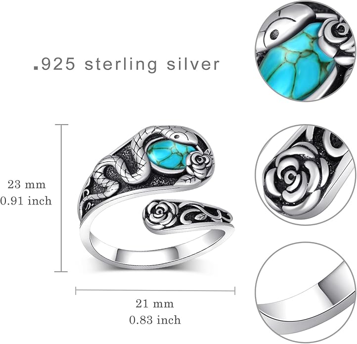 Spoon Rings for Women 925 Sterling Silver Mushroom/Phoenix/Snake/Cardinal/Octopus/Tree of Life/Sunflower/Highland Cow/Dragonfly/Dragon/Horse/Sea Turtle/Frog Rings