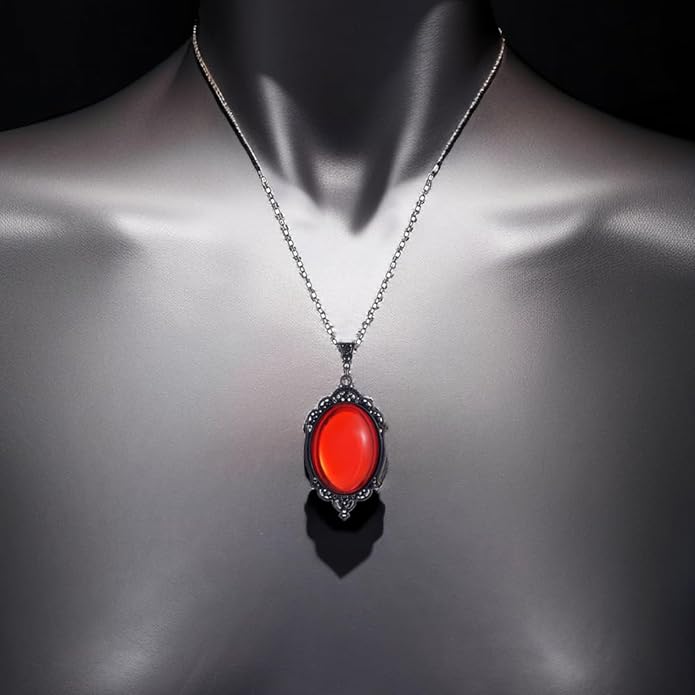 MIFYNN Gothic Stardust Crystal Cameo Necklace Red Purple Crystal Pendant Necklace Vintage Satan Demon Halloween Jewelry for Women