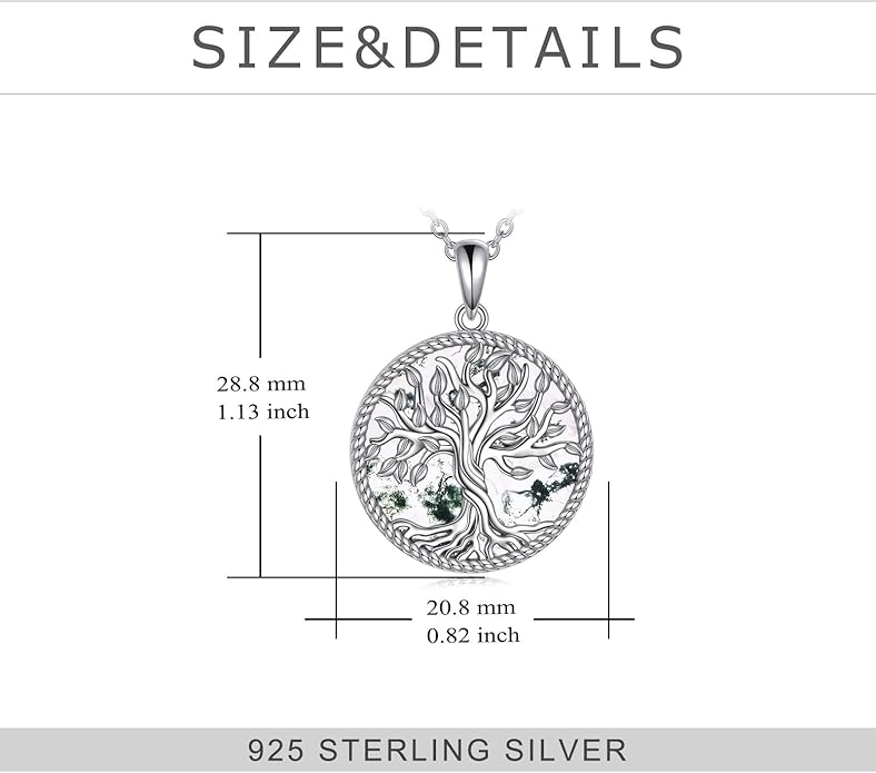TIGER RIDER Tree of Life Necklace Sterling Silver Family Tree Pendant Jewelry for Mother Grandmother