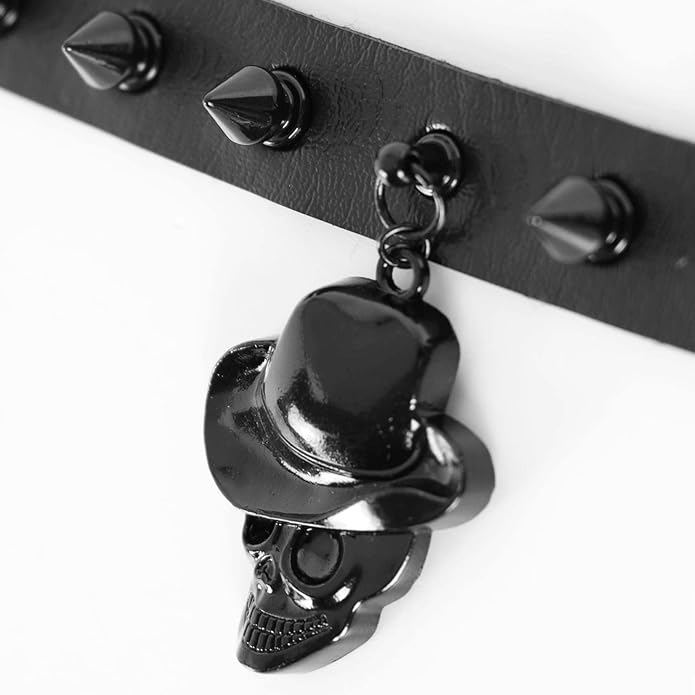 MILAKOO Punk Black Choker Gothic Spiked Rivets for Women Men with Charm Pendant Leather Necklace