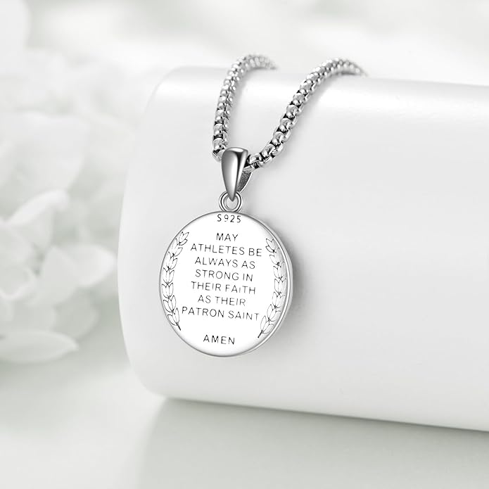 YFN Patron Saint Necklace Sterling Silver Amulet Medal Pendant Religious Protector Jewelry Gifts for Women Men