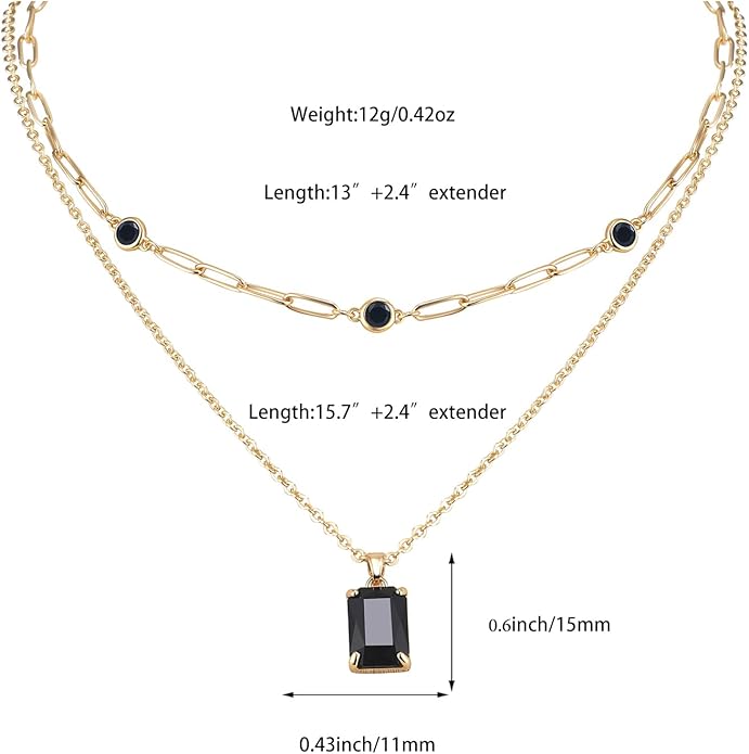 Gold Layered Pendant Necklaces for Women 14k Gold Plated Crystal Choker Necklace Paperclip Rhinestone Necklace Party Prom Jewelry