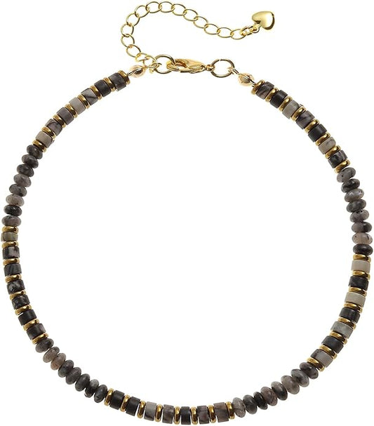 XIJIN Natural Stone Beaded Anklets for Women Handmade Beach Boho Turquoise Beads Ankle Bracelet Jewelry Gift for Her