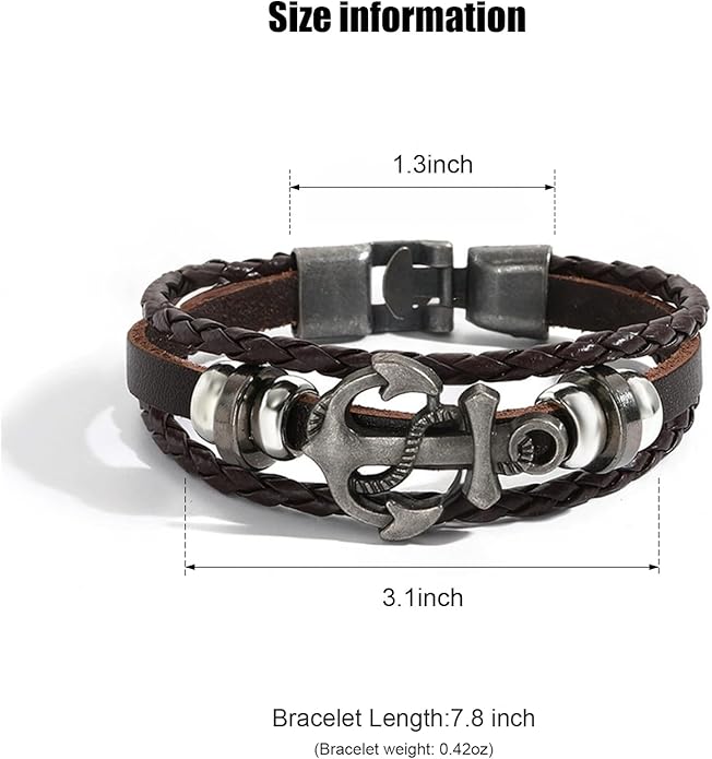 VIBILIA Vintage Leather Wrap Bracelets for Men Women, Multi-Strand Bracelets with Strong Clasp Ethnic Tribal Bracelets