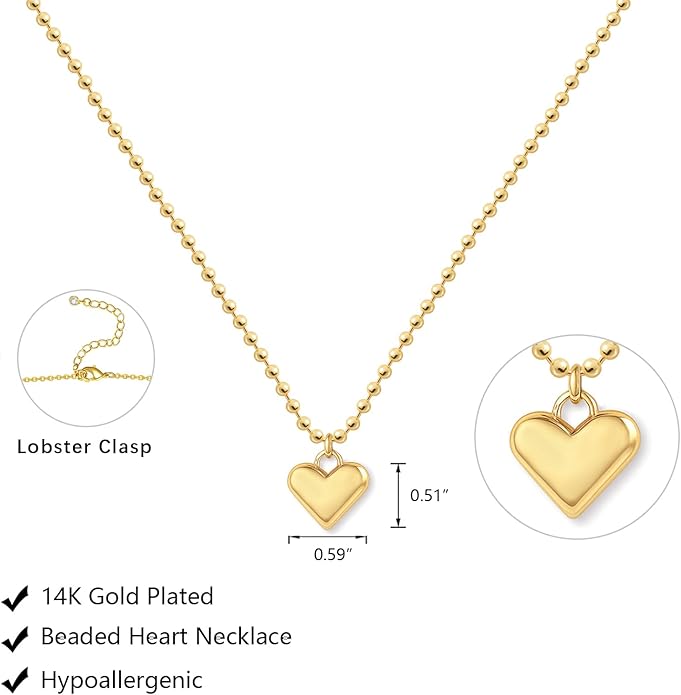 Cute Heart Necklace Dainty 18k Gold Plated Tiny Heart Pendant Choker Necklaces Small Gold Love Open Heart Chain Necklace for Women Simple Gold Necklace for Women Trendy Jewelry
