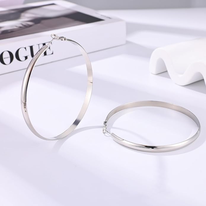 Gacimy 14K Gold Plated Hoop Earrings for Women, 14k Real Gold Plated with 925 Sterling Silver Post, Hypoallergenic Lightweight Thick Hoops Earrings for Women Trendy