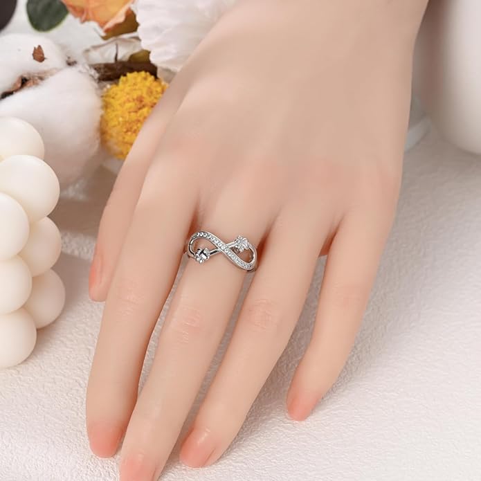 NARMO 925 Sterling Silver Rings for Women Evil Eyes Rings Entwined Line Cubic Zirconia Rings Simple Stackable Finger Rings Engagement Ring Personality Rings Size 6-9