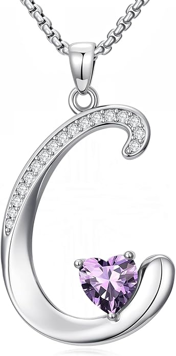 Christmas Gifts for Women Alphabet A to Z Initial Birthstone Pendant Necklaces for Women - 18k White Gold Plated Personalized Name Jewelry Valentine Mothers Day Birthday Gifts for Women Her Girlfriend