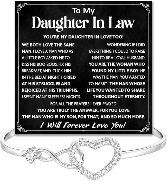 To My Beautiful Daughter In Law Bracelet From Mother-In-Law, Daughter In Law Birthday Gifts, Infinity Star Heart Bracelet For Her With Heartfelt Message Card & Elegant Box, Bonus Daughters Bracelets