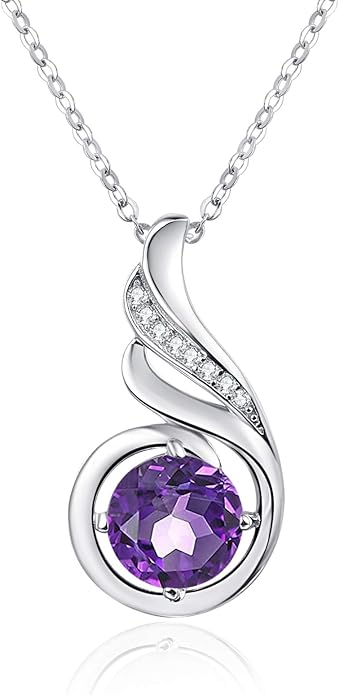TANGPOET Birthstone Gemstone Necklaces for Women 925 Sterling Silver Dainty Pendant Jewelry Valentines Mothers Day Christmas Birthday Gifts for Mom Girlfriend Wife Daughter