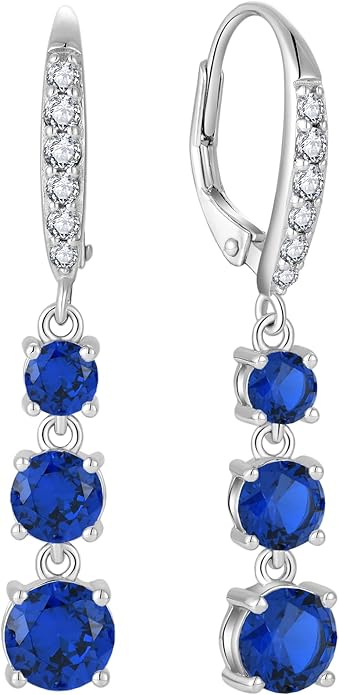Starchenie Dangle Drop Earrings for Women 925 Sterling Silver Leverback Earrings Birthstone Jewelry
