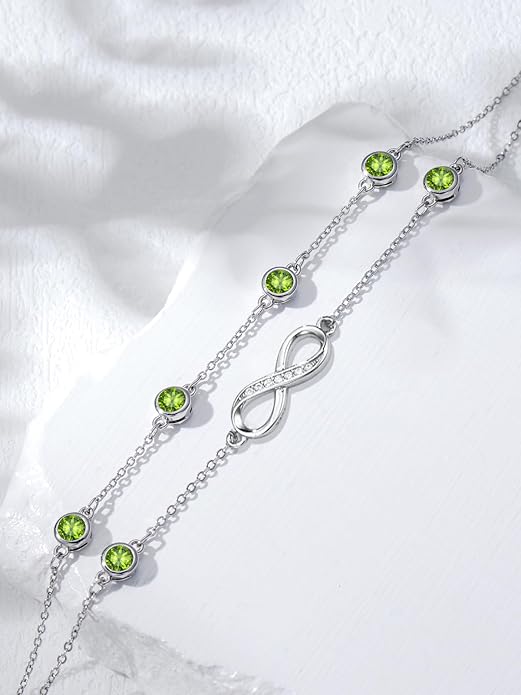 Dorunmo Anklet Bracelets for Women 925 Sterling Silver Infinity Anklets Bracelets Birthstone Jewelry Gifts for Mom Wife