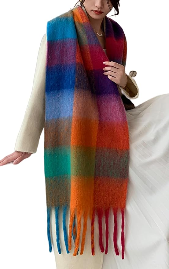 Wander Agio Winter Women Warm Scarf Long Shawl Large Scarves Cold Weather Thick Blanket Scarfs Colorful Plaid
