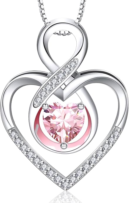 RIVIKO Infinity Heart Symbol Necklace for Women 925 Sterling Silver Love Heart Pendant Valentine's Day Mother's Day Anniversary Birthday Christmas Jewelry Gifts for Women Mom Wife Sister Her Friends