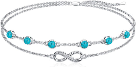 Dorunmo Anklet Bracelets For Women 925 Sterling Silver Birthstone/Infinity/Butterfly/Evil Eye/Turtle/Pineapple/Starfish/Heart Anklets Bracelets Jewelry Gifts for Women