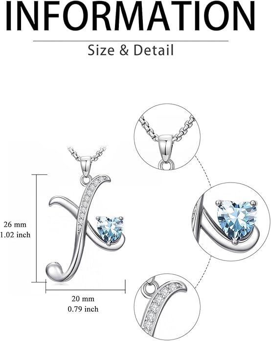 Christmas Gifts for Women Alphabet A to Z Initial Birthstone Pendant Necklaces for Women - 18k White Gold Plated Personalized Name Jewelry Valentine Mothers Day Birthday Gifts for Women Her Girlfriend