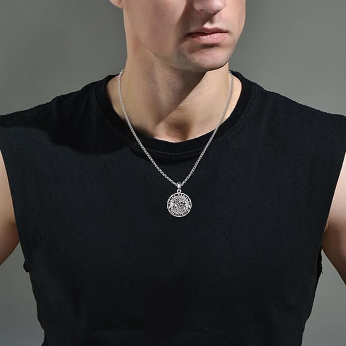 YFN Patron Saint Necklace Sterling Silver Amulet Medal Pendant Religious Protector Jewelry Gifts for Women Men