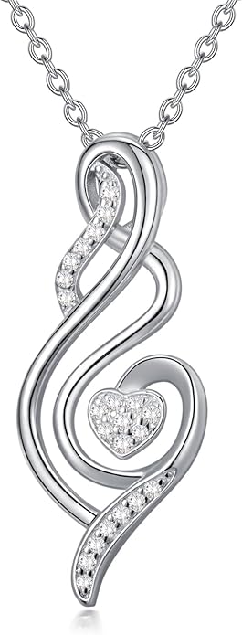 ZBA Natural Diamond Infinity Necklace for Women, 14K White Gold Plated Sterling Silver Diamond Eternal inifnity Pendant Necklaces Jewelry, Birthday Christmas Gifts for Mom Her Wife(Color F-G/Clarity I1-I2)