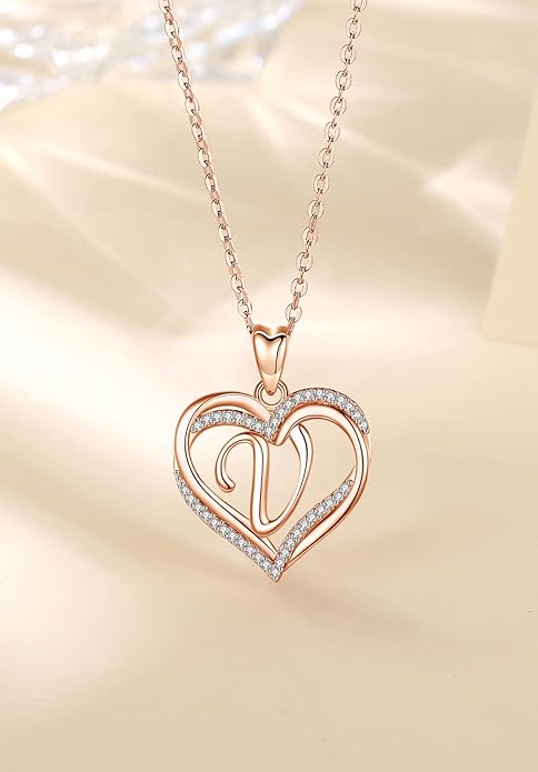 INFUSEU Unique Initial Necklaces for Women Girls Small Heart Letter Jewelry, Meaningful Personalized Gifts