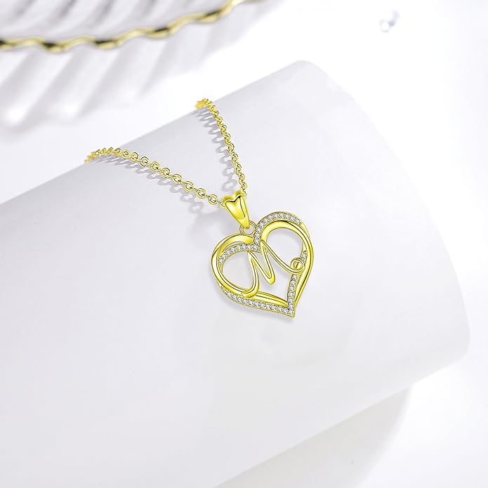 INFUSEU Unique Initial Necklaces for Women Girls Small Heart Letter Jewelry, Meaningful Personalized Gifts