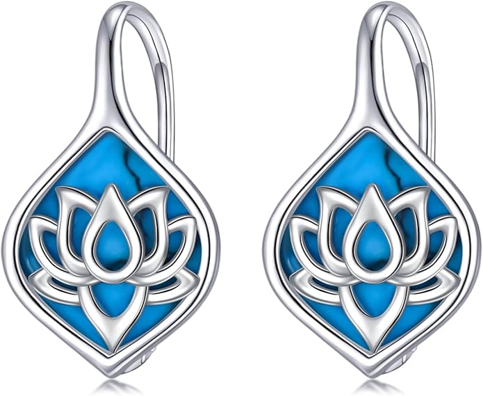 WINNICACA Leverback Earrings for Wonen 925 Sterling Silver Tree of Life Earrings Dangle Drop Turquoise Moonstone Moss Agate Heart Jewelry Gifts for Women Anniversary Birthday Christmas