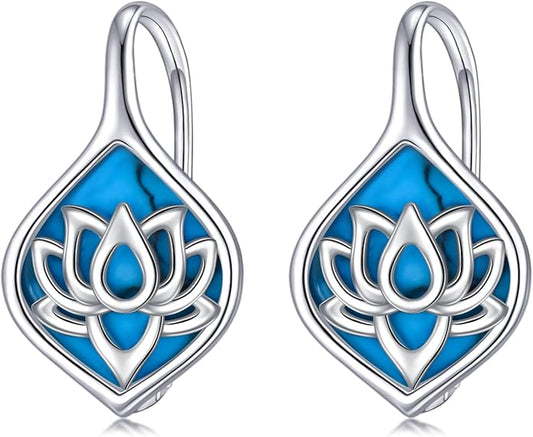WINNICACA Leverback Earrings for Wonen 925 Sterling Silver Tree of Life Earrings Dangle Drop Turquoise Moonstone Moss Agate Heart Jewelry Gifts for Women Anniversary Birthday Christmas