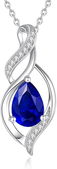 FANCIME Birthstone Necklace for Women Teardrop Necklace S925 Sterling Silver Infinity Love Birthday Gifts for Mom Women Girls, 16"+2" Inches