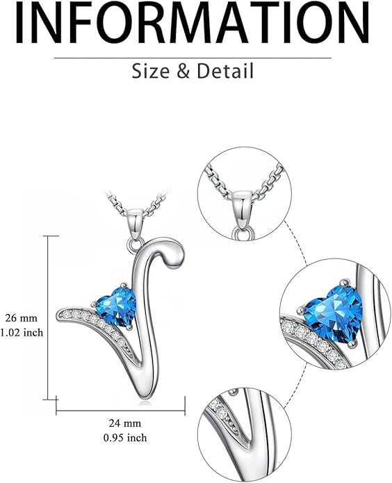 Christmas Gifts for Women Alphabet A to Z Initial Birthstone Pendant Necklaces for Women - 18k White Gold Plated Personalized Name Jewelry Valentine Mothers Day Birthday Gifts for Women Her Girlfriend