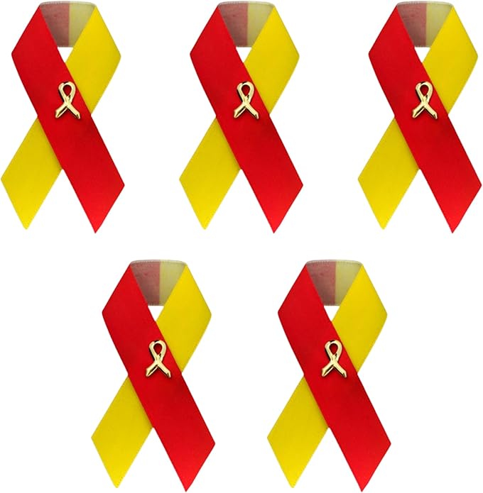 1/2/5/10/25/50/100pcs Satin Awareness Ribbon Pins (Pick your color), for Cancer & Disease Awareness, Bulk Quantities for Fundraising, Events, Gift Giving
