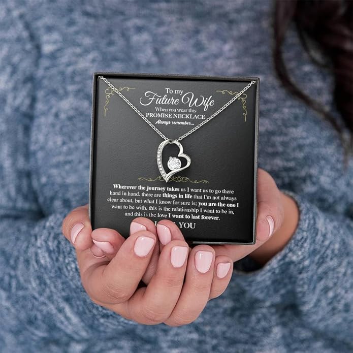 To My Future Wife Necklace - Promise Necklace For Her, Fiance Gifts For Her, Birthday Gifts For Future Wife With Message Card, To My Soulmate Necklace For Women Women Romantic Jewelry With Message Card, Gift Box