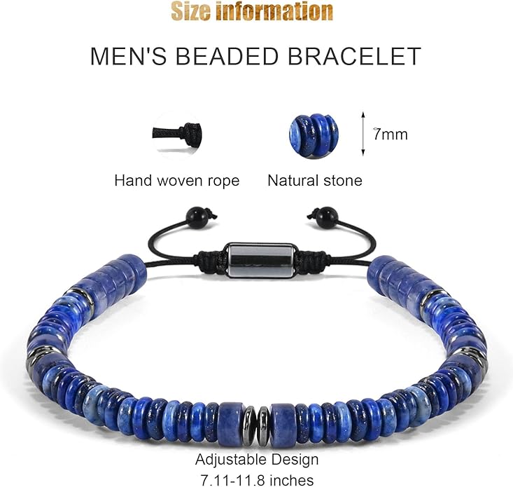 VIBILIA Healing Crystal Bracelets Beaded Bracelets for Men Women Natural Stone Adjustable Bracelets Unique Gifts for Father Son Grandfather Brother Friend