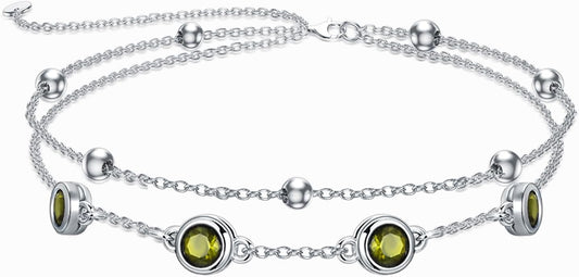 Dorunmo 925 Sterling Silver Birthstone Anklet Bracelets for Women Birthday Mother's Day Jewelry Gifts for Wife Girlfriend Mother Her