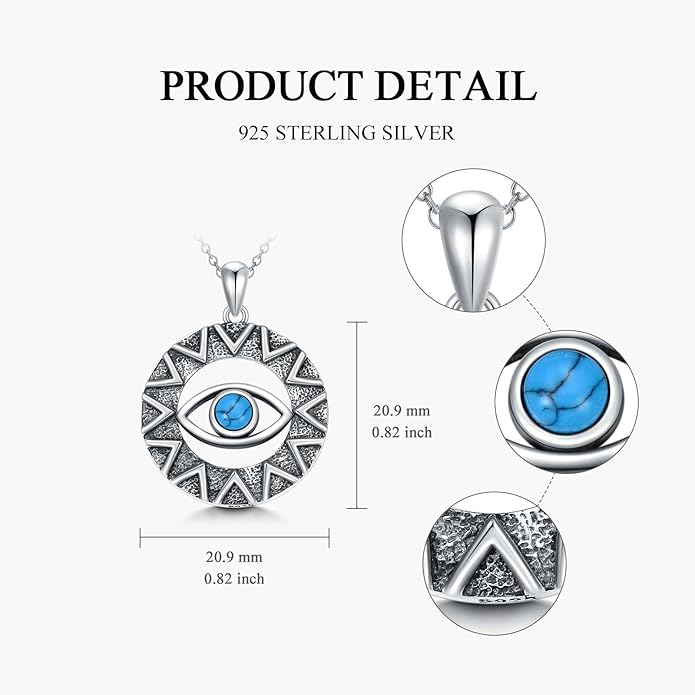PELOVNY Evil Eye Necklaces 925 Sterling Silver Nazar Eye Protection Necklace Amulet Jewelry Gifts for Women