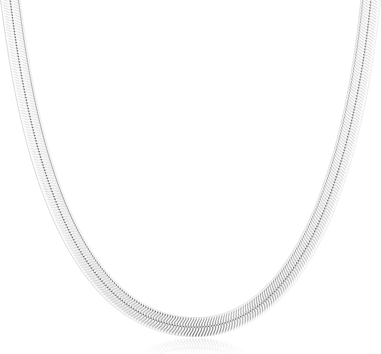 DEARMAY 14K Gold Plated Necklaces for Women, Dainty Gold Herringbone Choker Necklace Thin Layered Snake Chain Jewelry for Gifts