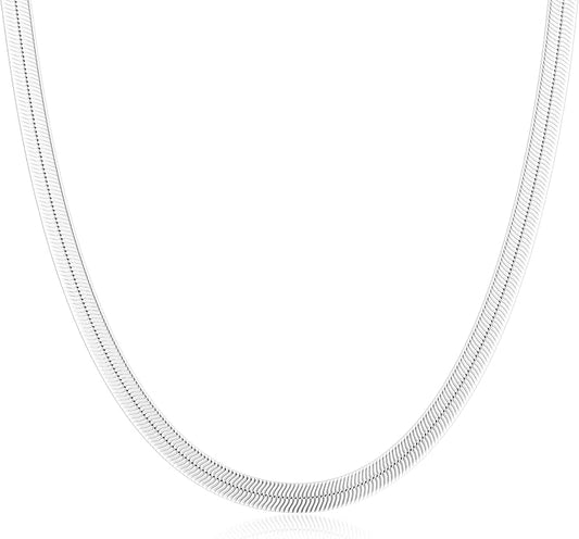 DEARMAY 14K Gold Plated Necklaces for Women, Dainty Gold Herringbone Choker Necklace Thin Layered Snake Chain Jewelry for Gifts