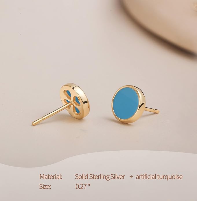 S.Leaf Gold Stud Earrings for Women 925 Sterling Silver Hypoallergenic Mother of Pearl Shell Stud Chain Earrings Friendship Jewelry Gifts for Women Her