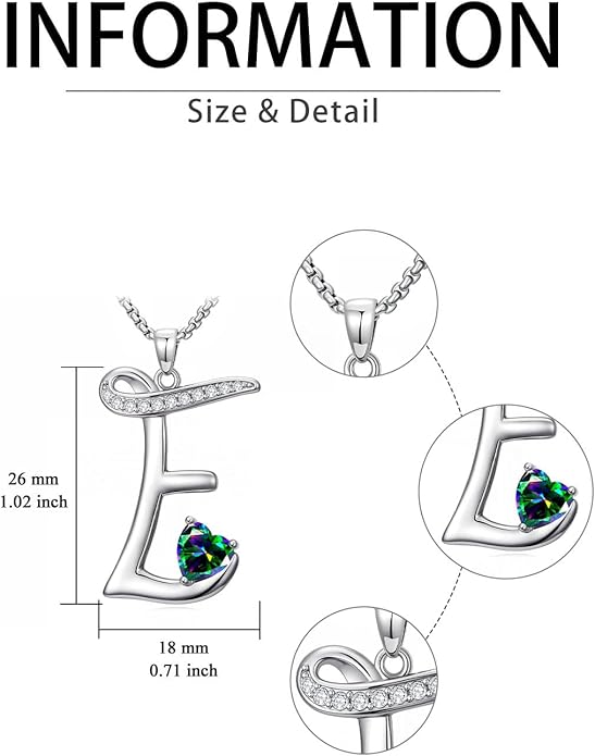 Christmas Gifts for Women Alphabet A to Z Initial Birthstone Pendant Necklaces for Women - 18k White Gold Plated Personalized Name Jewelry Valentine Mothers Day Birthday Gifts for Women Her Girlfriend