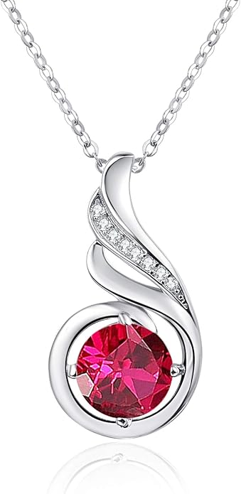 TANGPOET Birthstone Gemstone Necklaces for Women 925 Sterling Silver Dainty Pendant Jewelry Valentines Mothers Day Christmas Birthday Gifts for Mom Girlfriend Wife Daughter