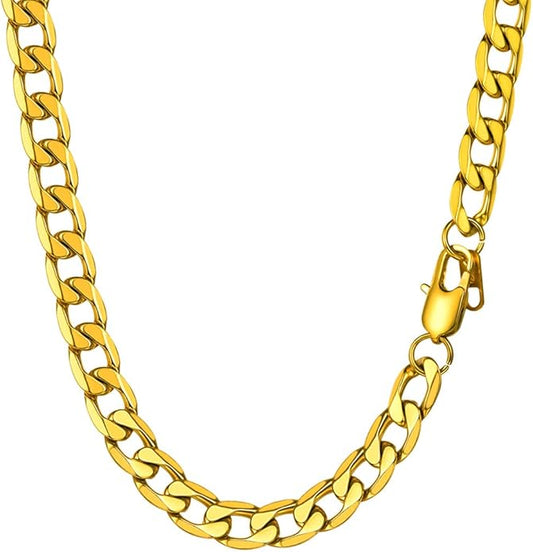 PROSTEEL 316L Stainless Steel Cuban Link Chain Necklaces for Men, Black/18K Gold Plated, Hypoallergenic Jewelry, 4mm-13mm, 14"-30", Come with Box