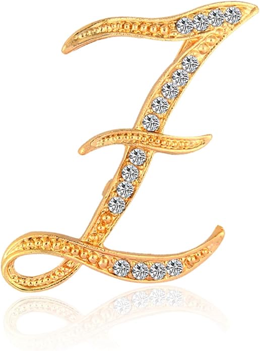 BeeGift Letter Brooch Pins Initial Rhinestone Brooch for Women Crafts,Rhinestone Crystal Lapel Pin Brooches Gold A-Z 26 Letters