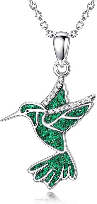 Dove/Hummingbird/Red Cardinal Necklace 925 Sterling Silver Turquoise/Opal/MoonStone/Malachite Bird Necklace Dove Pendant Jewelry for Women Men