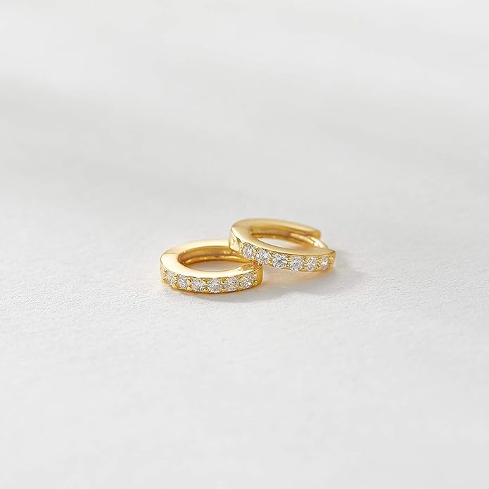 SWEETV 925 Sterling Silver Huggie Hoop Earrings for Women Girls-Tiny Small Cartilage Hoop Earring