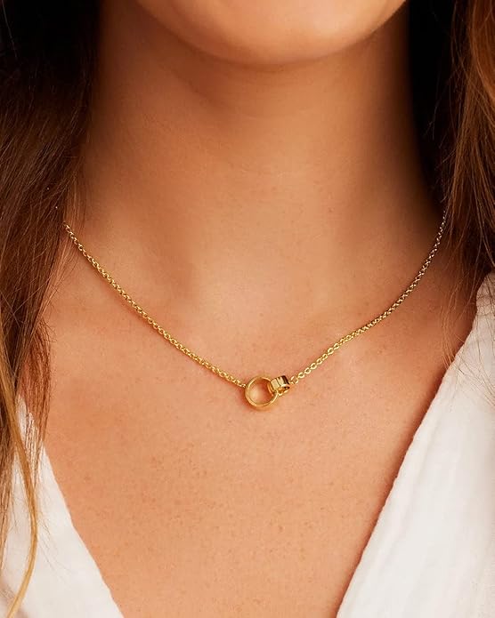 gorjana - Rose Interlocking Necklace 16"-18" - 18k Gold Plated Brass - Adjustable Length - Daily Elegance - Versatile Layering - Highly Rated Quality