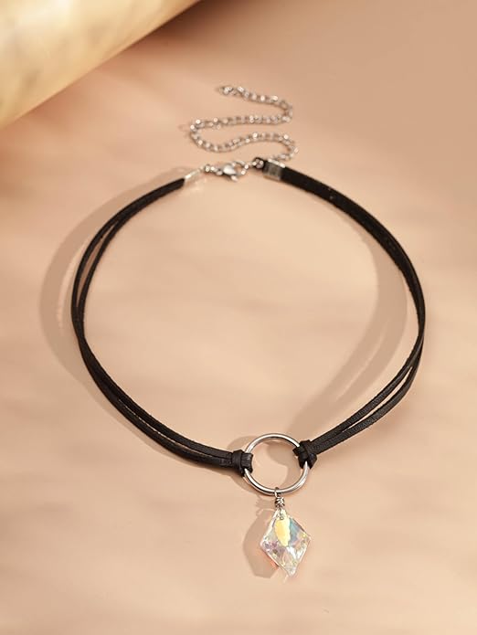 Sacina Crystal Black Choker for Women, Boho Gothic Necklace, Goth Choker Christmas Jewelry Gift