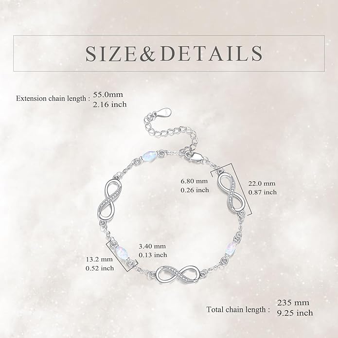 CRMAD Cross/Heart/Infinity/Star of David Bracelet for Women Sterling Silver Opal/Malachite/Moonstone Bracelet Cross Jewelry Gift for Women