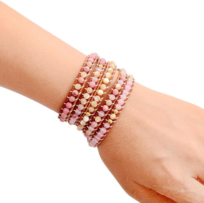 ZOSOJONA Boho Wrap Bead Bracelet for Women - Handmade Adjustable Natural Stone Beaded Bracelets Rope Yoga Healing Bracelet Bangle Hippie Jewelry