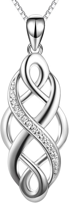 YFN Irish Celtic Knot Created Opal Pendant Necklace Sterling Silver Black Necklaces for Women Men 18"