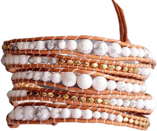 ZOSOJONA Boho Wrap Bead Bracelet for Women - Handmade Adjustable Natural Stone Beaded Bracelets Rope Yoga Healing Bracelet Bangle Hippie Jewelry