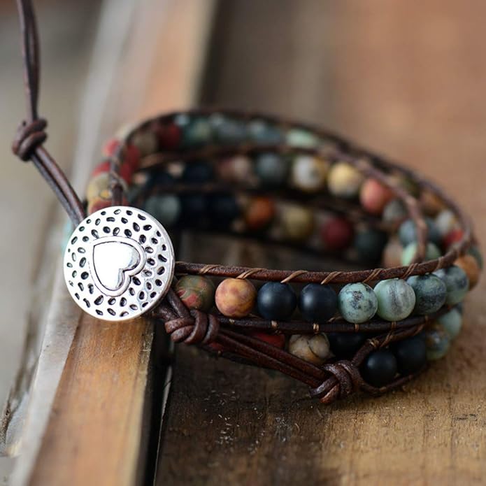 ZOSOJONA Boho Wrap Bead Bracelet for Women - Handmade Adjustable Natural Stone Beaded Bracelets Rope Yoga Healing Bracelet Bangle Hippie Jewelry